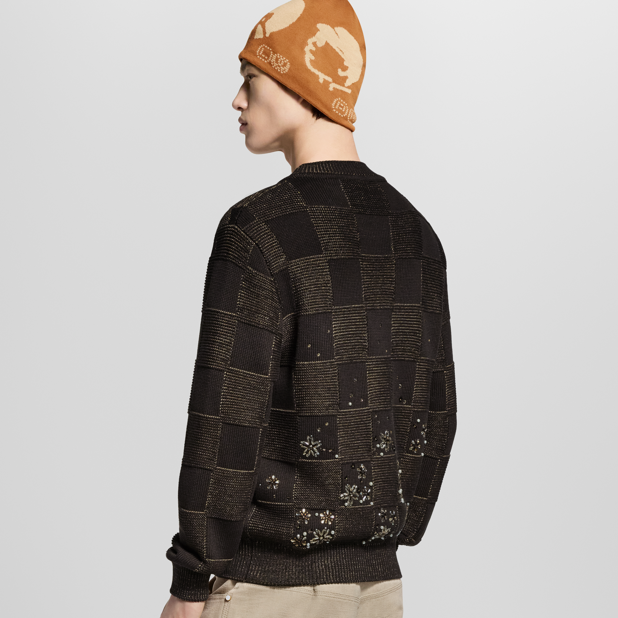 Damier Embroidered Long-Sleeved Crewneck  in Men's Ready-to-Wear All Ready-to-Wear collections by Louis Vuitton (Product zoom)